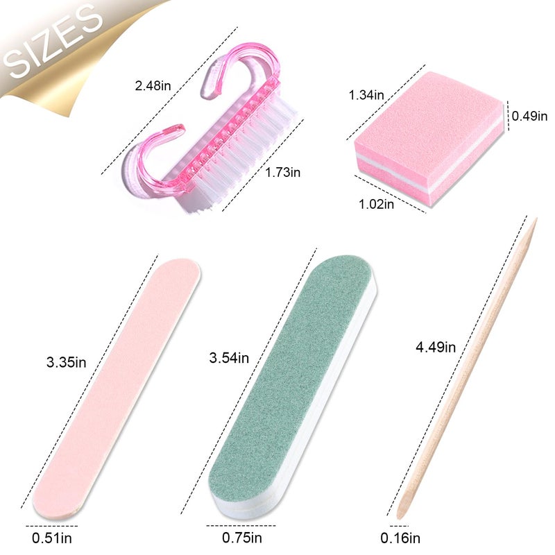 Furtherpretty 5-Piece Disposable Manicure Kit, Bulk Mini Nail Care Set with Nail Files, Buffer, Cuticle Pusher & Cleaning Brush, Pedicure Salon Supplies, Party Favors, Limas Desechables para Uñas - Image 3